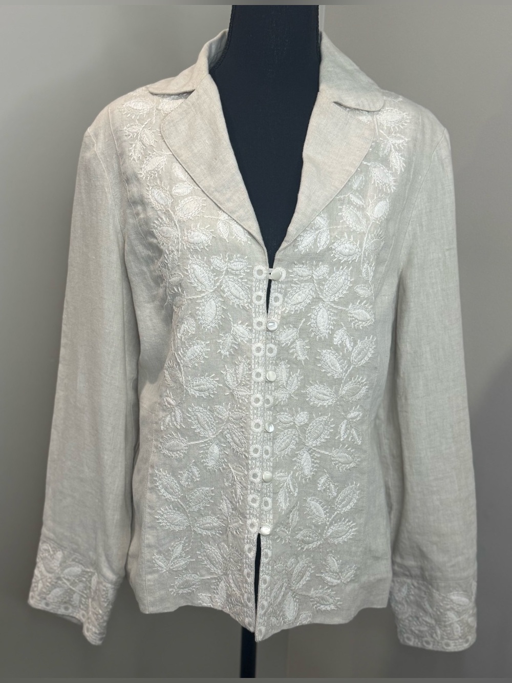 J Jill Linen Jacket Quiet Luxury Coastal Grandmother Boho Chic Size 10